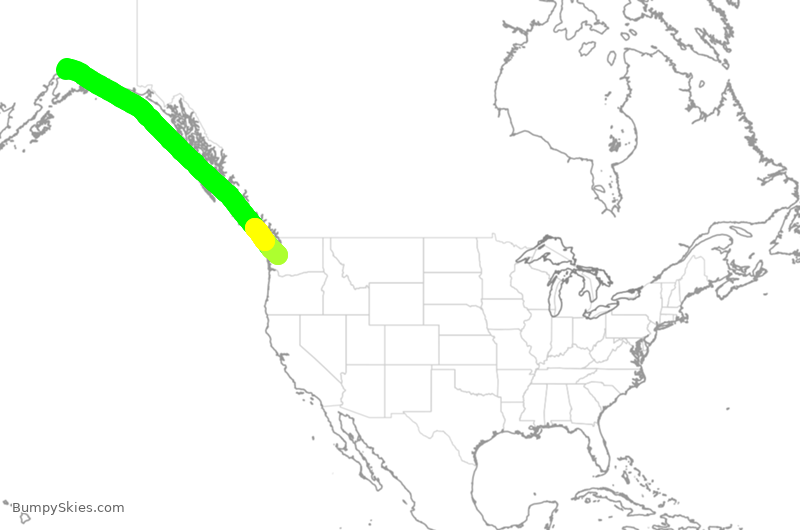 Turbulence forecast map for ASA1556, SEA to ANC