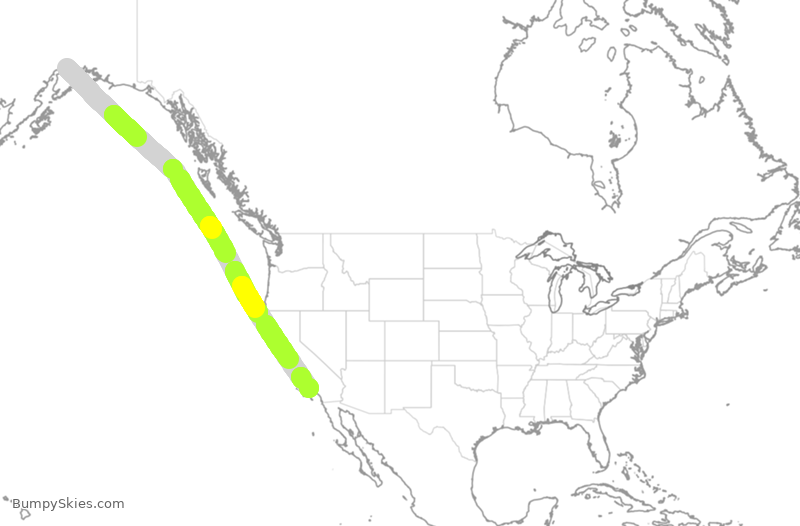 Turbulence forecast map for ASA1563, ANC to LAX