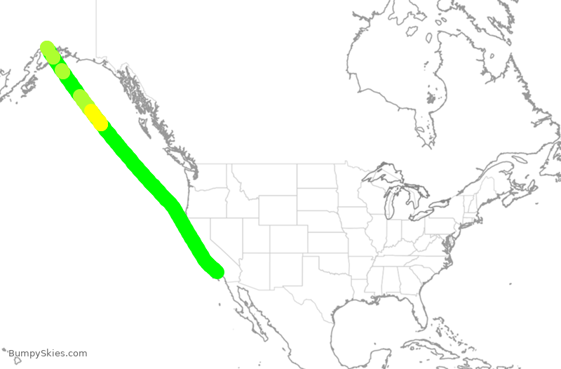 Turbulence forecast map for ASA1586, LAX to ANC