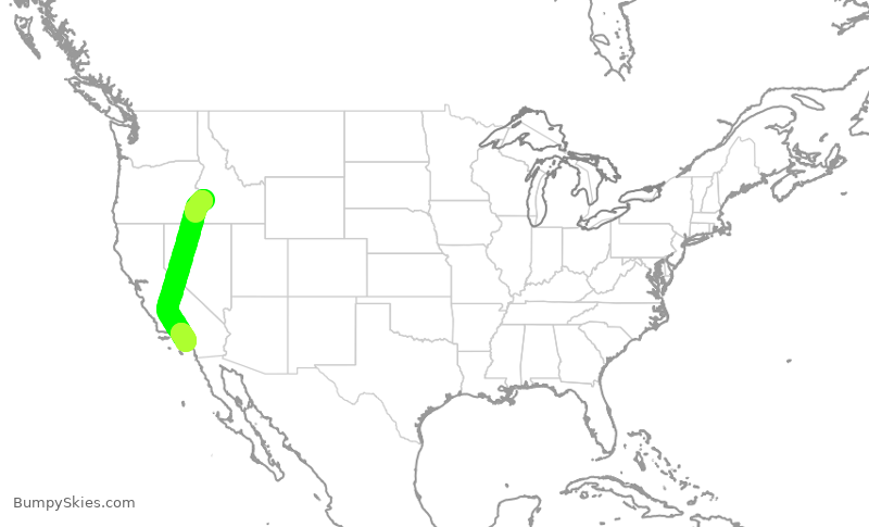 Turbulence forecast map for ASA1605, BOI to SNA
