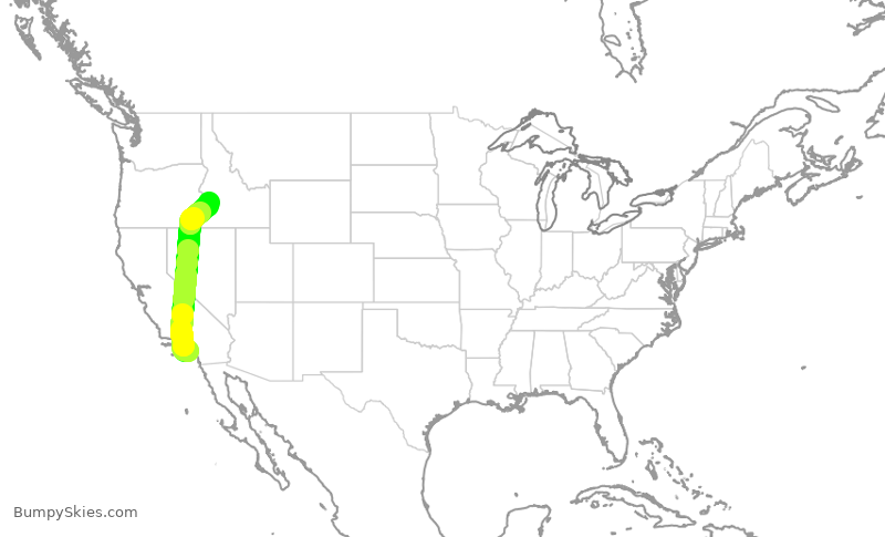Turbulence forecast map for ASA1606, SNA to BOI