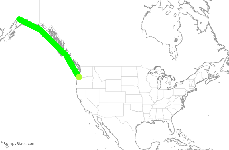 Turbulence forecast map for ASA1609, ANC to PDX