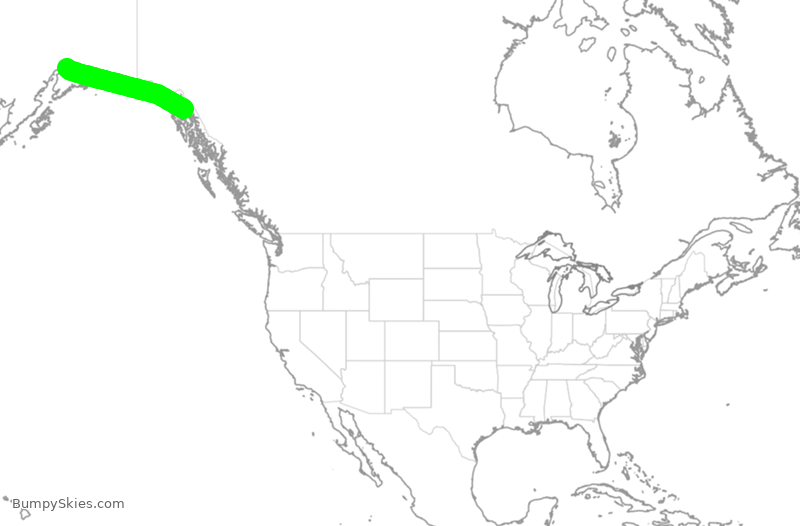 Turbulence forecast map for ASA1613, JNU to ANC