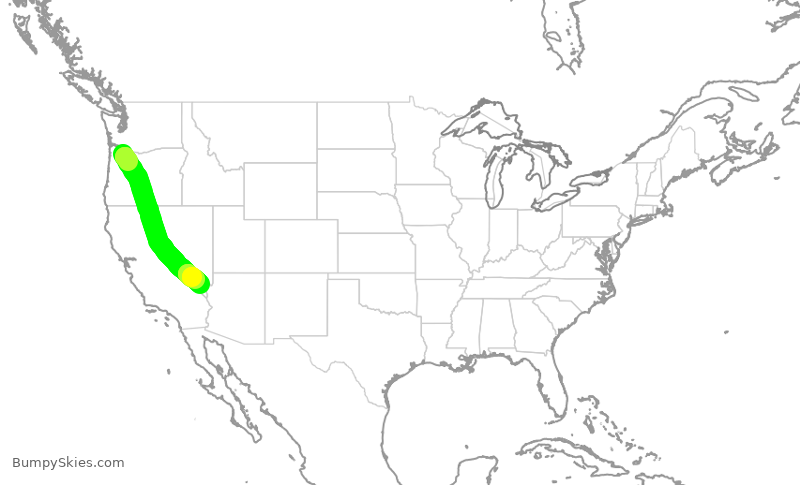 Turbulence forecast map for ASA1628, PDX to LAS