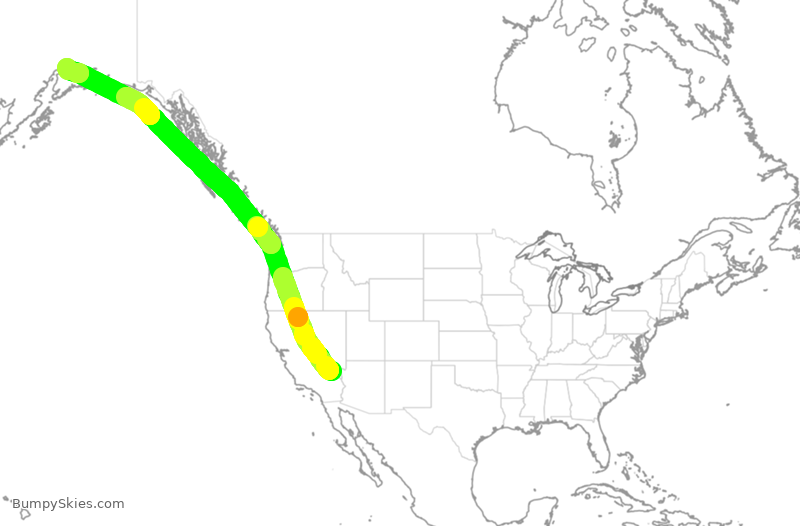 Turbulence forecast map for ASA1637, LAS to ANC