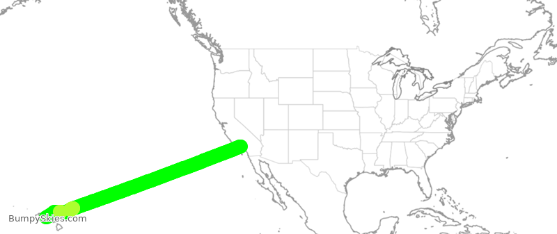 Turbulence forecast map for ASA1644, BUR to HNL
