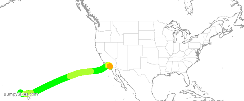 Turbulence forecast map for ASA1646, LIH to SAN