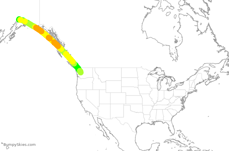 Turbulence forecast map for ASA1657, ANC to SEA