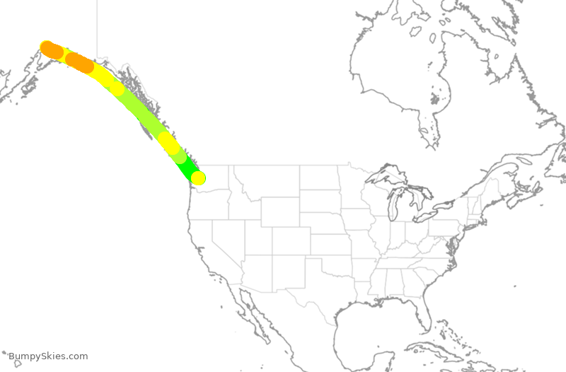 Turbulence forecast map for ASA1680, SEA to ANC