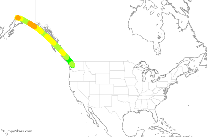 Turbulence forecast map for ASA1682, ANC to SEA