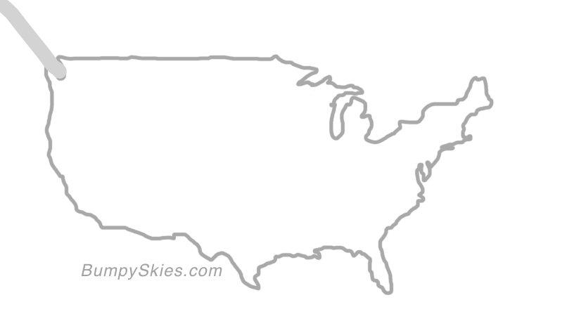 Map of continental US with illustrated flight path and turbulence forecast (described in text below)