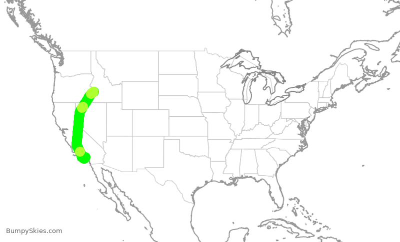 Turbulence forecast map for ASA1703, BOI to SNA
