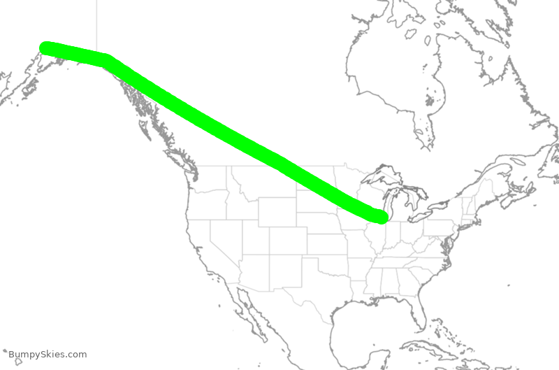 Turbulence forecast map for ASA1724, ANC to ORD