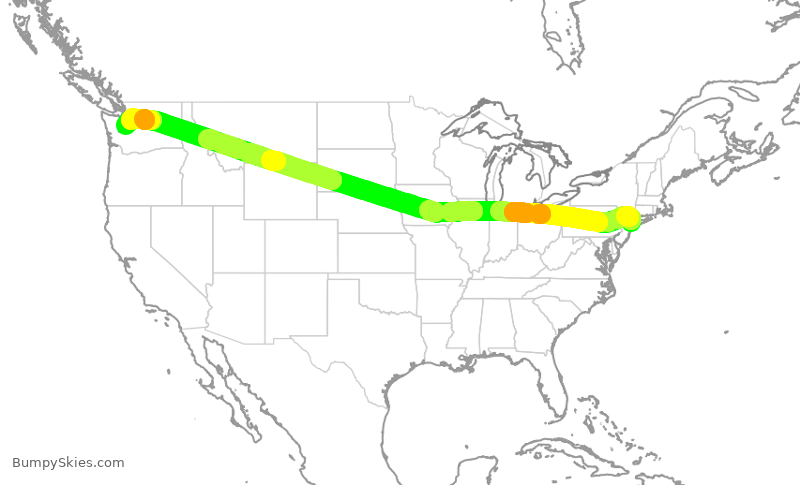 Turbulence forecast map for ASA17, JFK to SEA