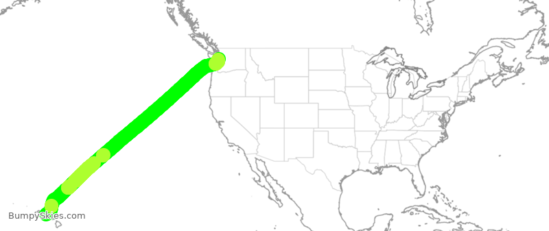 Turbulence forecast map for ASA1842, HNL to SEA