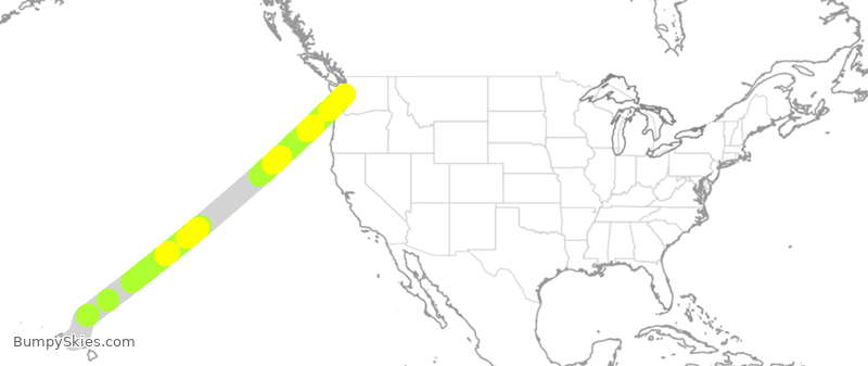 Turbulence forecast map for ASA1889, SEA to HNL