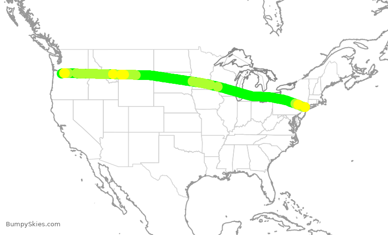Turbulence forecast map for ASA18, PDX to JFK