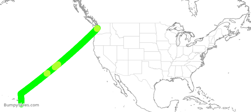 Turbulence forecast map for ASA200, SEA to KOA