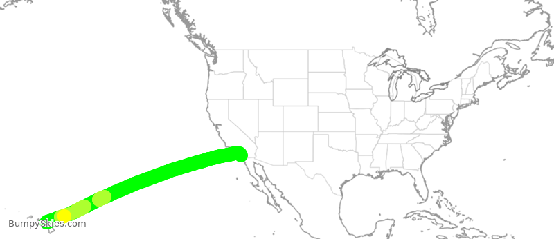 Turbulence forecast map for ASA203, OGG to SAN