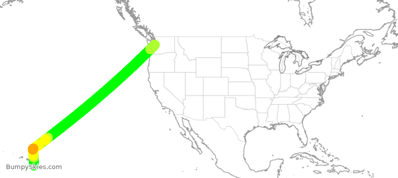 Turbulence forecast map for ASA204, SEA to HKO