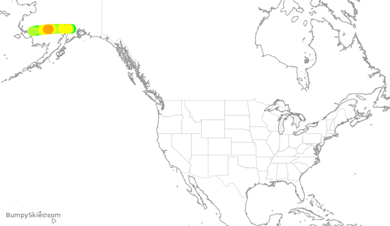 Turbulence forecast map for ASA204, ANC to BET
