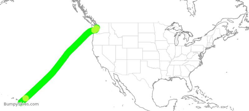 Turbulence forecast map for ASA205, KOA to SEA