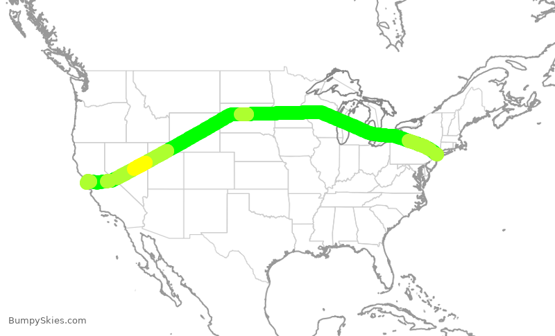 Turbulence forecast map for ASA212, JFK to SFO