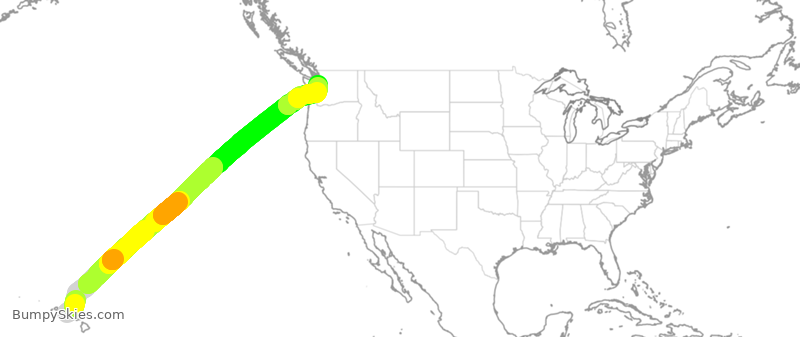 Turbulence forecast map for ASA213, HNL to SEA