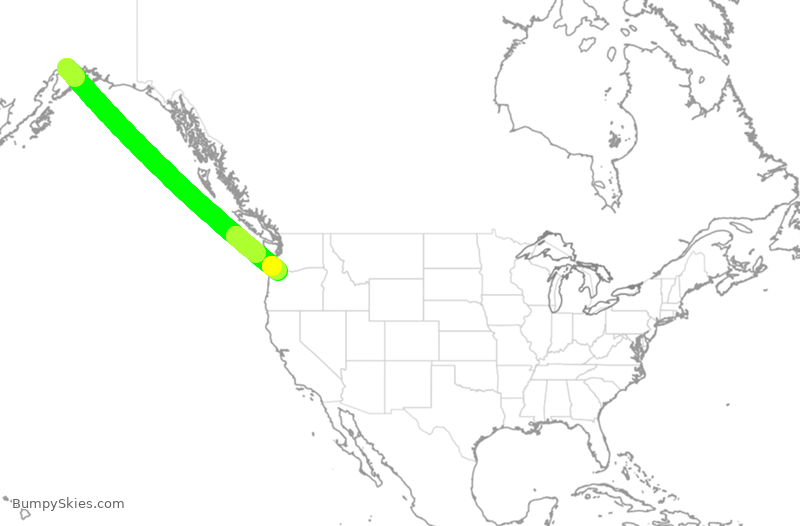 Turbulence forecast map for ASA214, ANC to PDX
