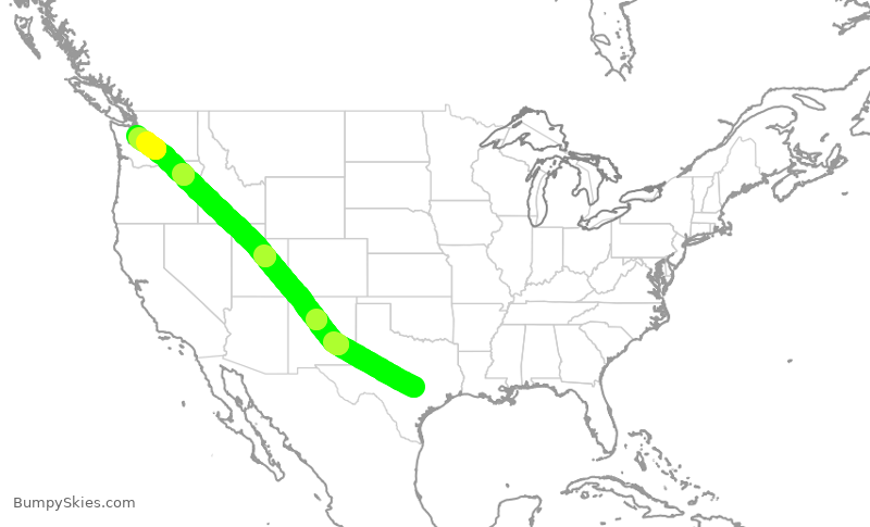 Turbulence forecast map for ASA215, AUS to SEA