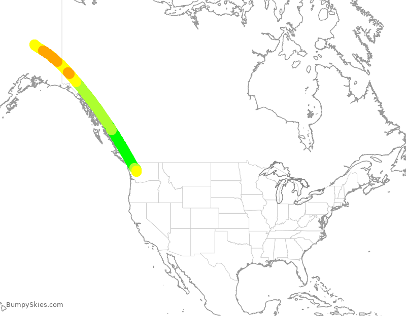 Turbulence forecast map for ASA219, FAI to SEA