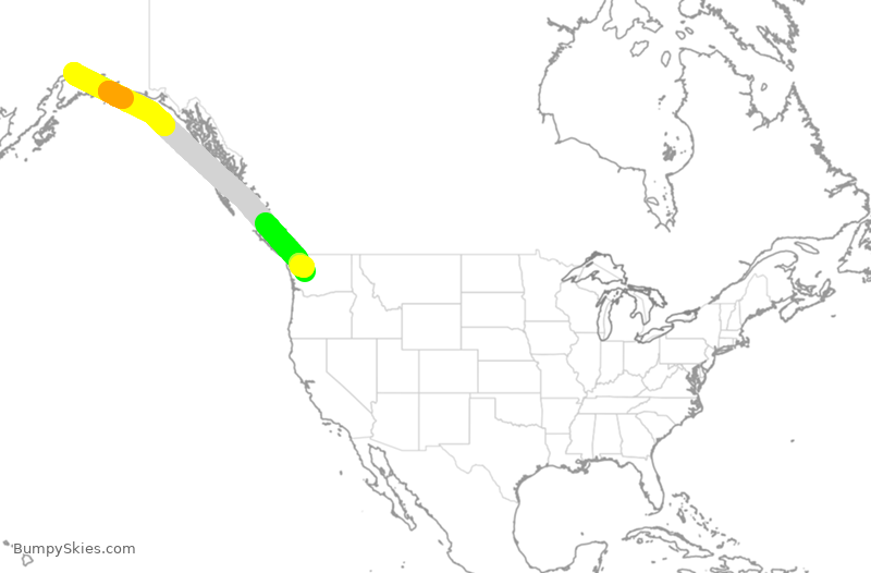 Turbulence forecast map for ASA219, ANC to SEA