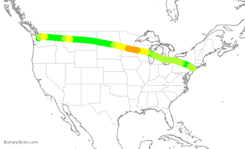 Turbulence forecast map for ASA21, JFK to SEA