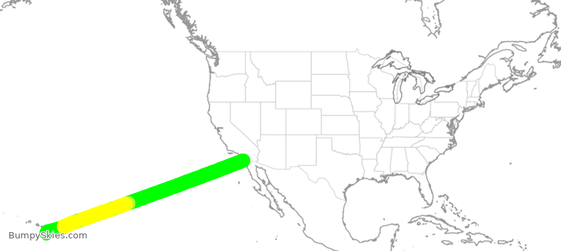 Turbulence forecast map for ASA222, SAN to KOA