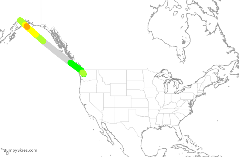 Turbulence forecast map for ASA226, ANC to SEA