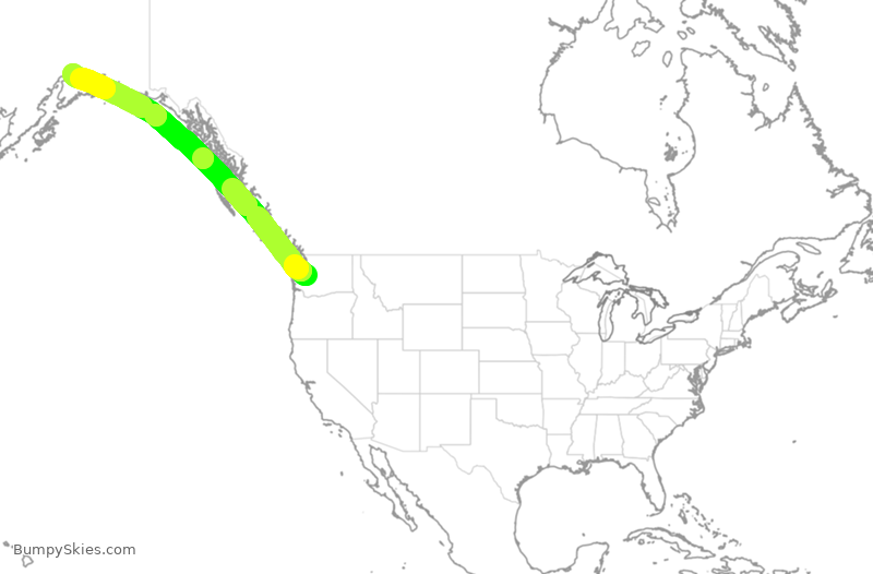 Turbulence forecast map for ASA228, SEA to ANC