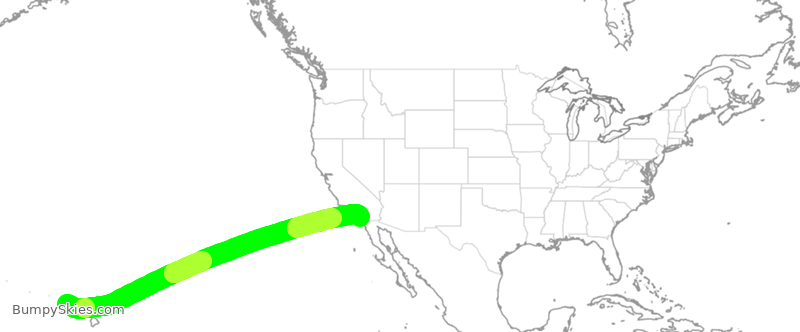 Turbulence forecast map for ASA228, LIH to SAN