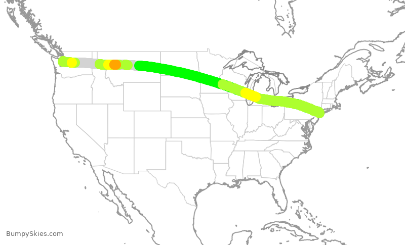 Turbulence forecast map for ASA22, SEA to JFK