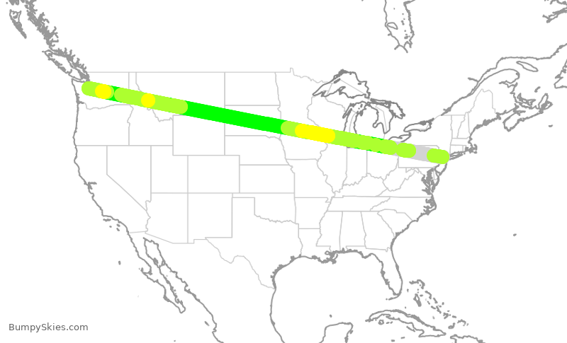 Turbulence forecast map for ASA230, EWR to SEA