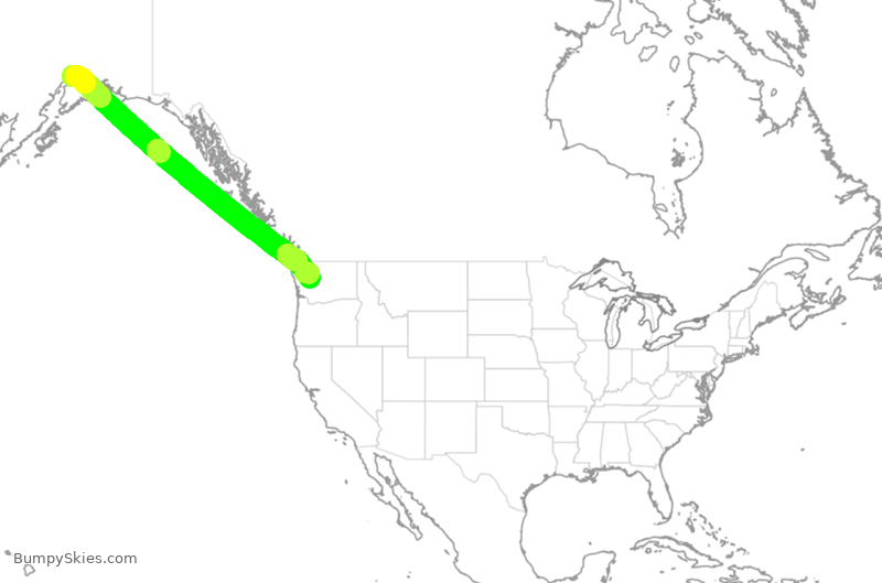 Turbulence forecast map for ASA230, ANC to SEA