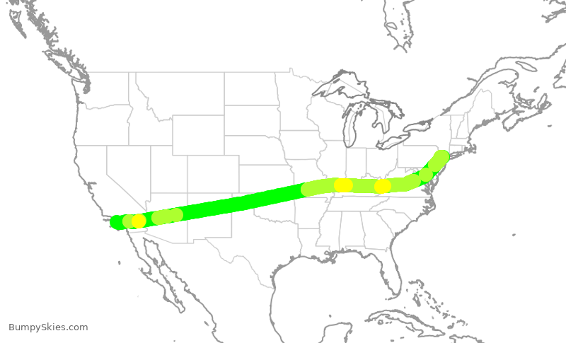 Turbulence forecast map for ASA233, LAX to EWR
