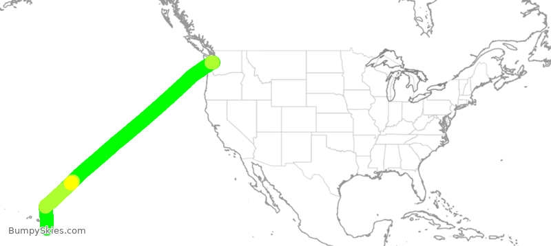 Turbulence forecast map for ASA238, SEA to KOA