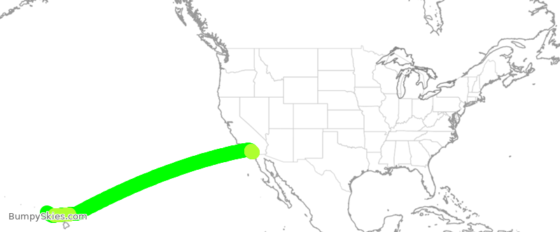 Turbulence forecast map for ASA239, LIH to SAN