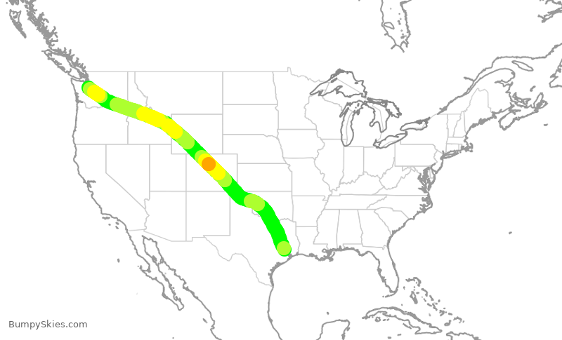 Turbulence forecast map for ASA241, IAH to SEA