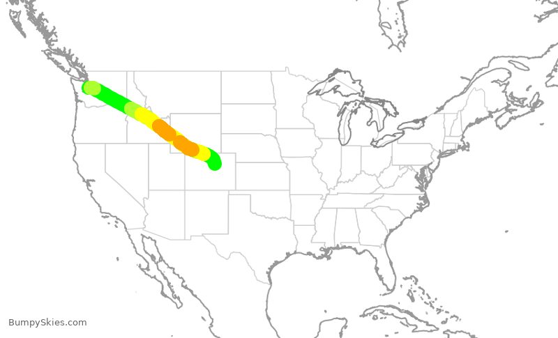 Turbulence forecast map for ASA242, SEA to DEN