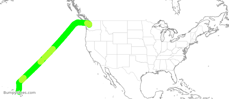 Turbulence forecast map for ASA246, HOG to SEA
