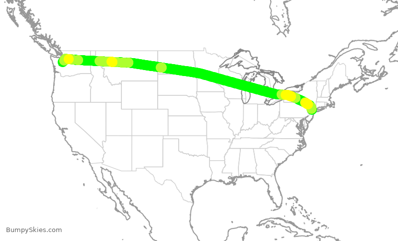 Turbulence forecast map for ASA247, EWR to SEA