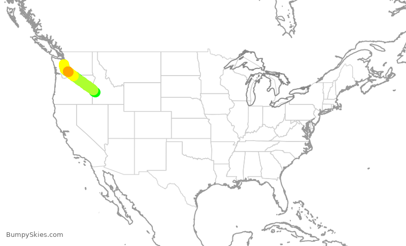 Turbulence forecast map for ASA248, SEA to BOI