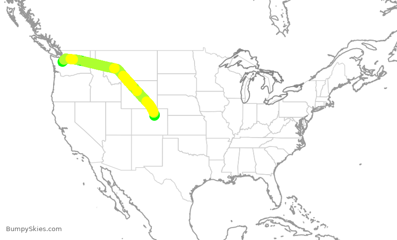 Turbulence forecast map for ASA249, DEN to SEA