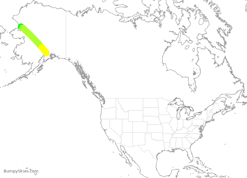 Turbulence forecast map for ASA252, ANC to OTZ